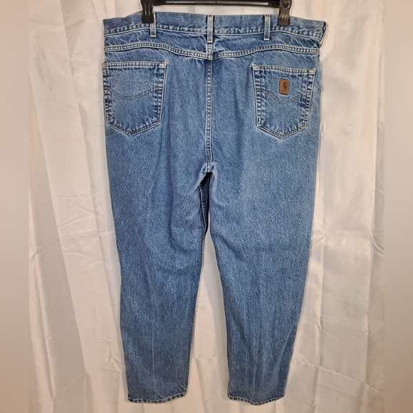 Carhartt Classic Jeans Slightly Distressed Men's 44x32 Blue Denim Straight 5-Pkt - Picture 5 of 11